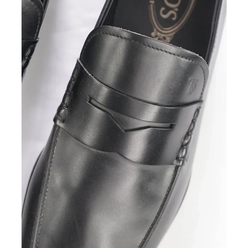 $925 TOD'S - Black Leather Penny Loafers - US 10 (9UK)
